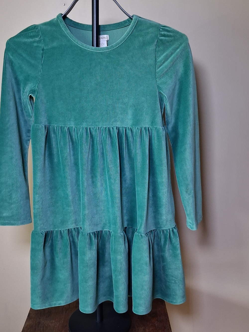 Cynthia Rowley Girl's Green Corduroy Tiered Long Sleeve Dress; Size M (7/8)